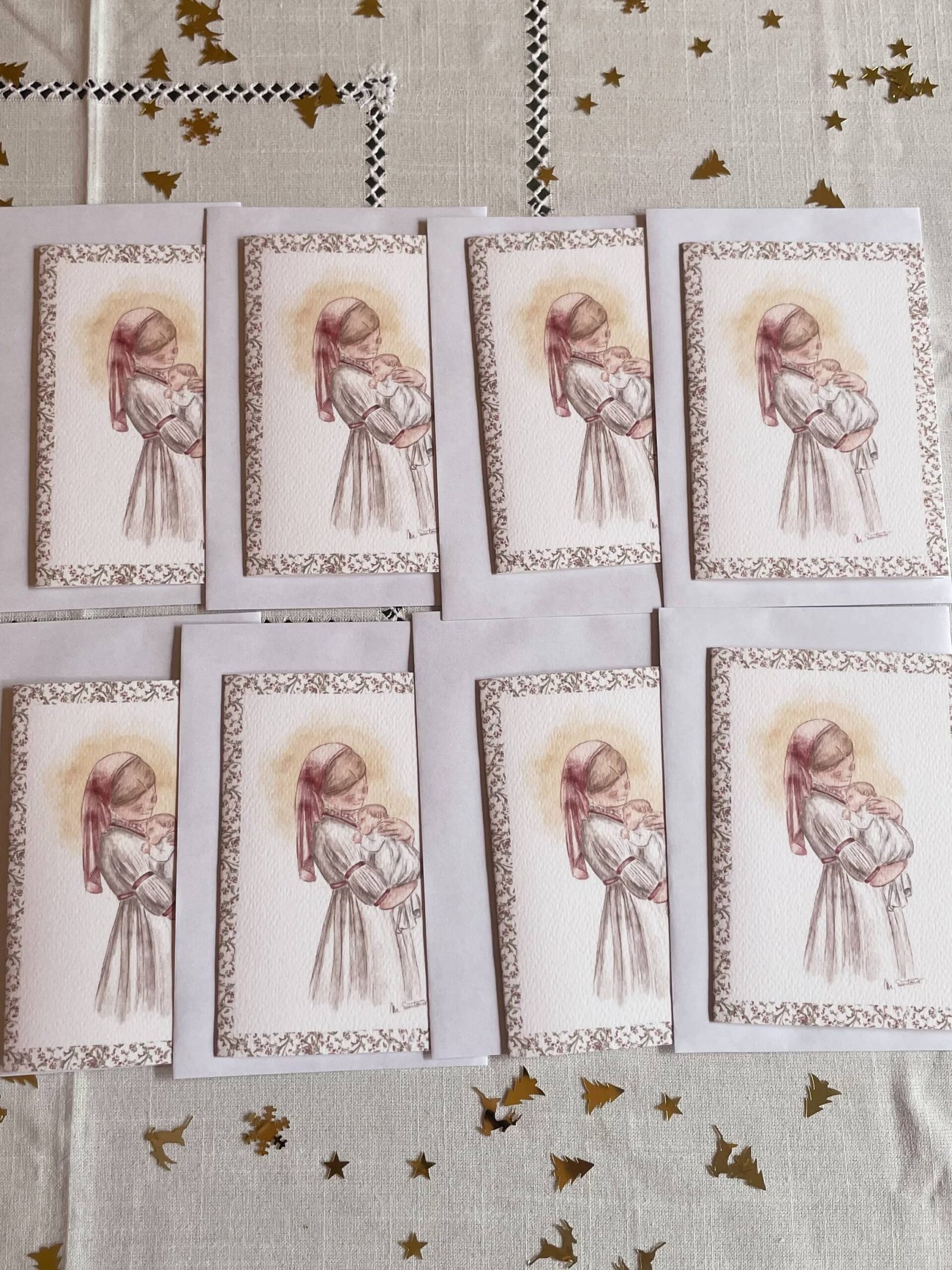 Pack de 8 Christmas- María y el niño - Imagen 2