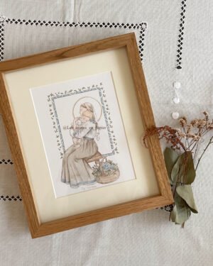 Cuadro Virgen con niño (azul)