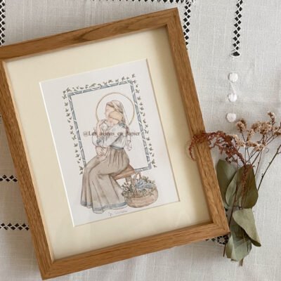 Cuadro Virgen con niño (azul)