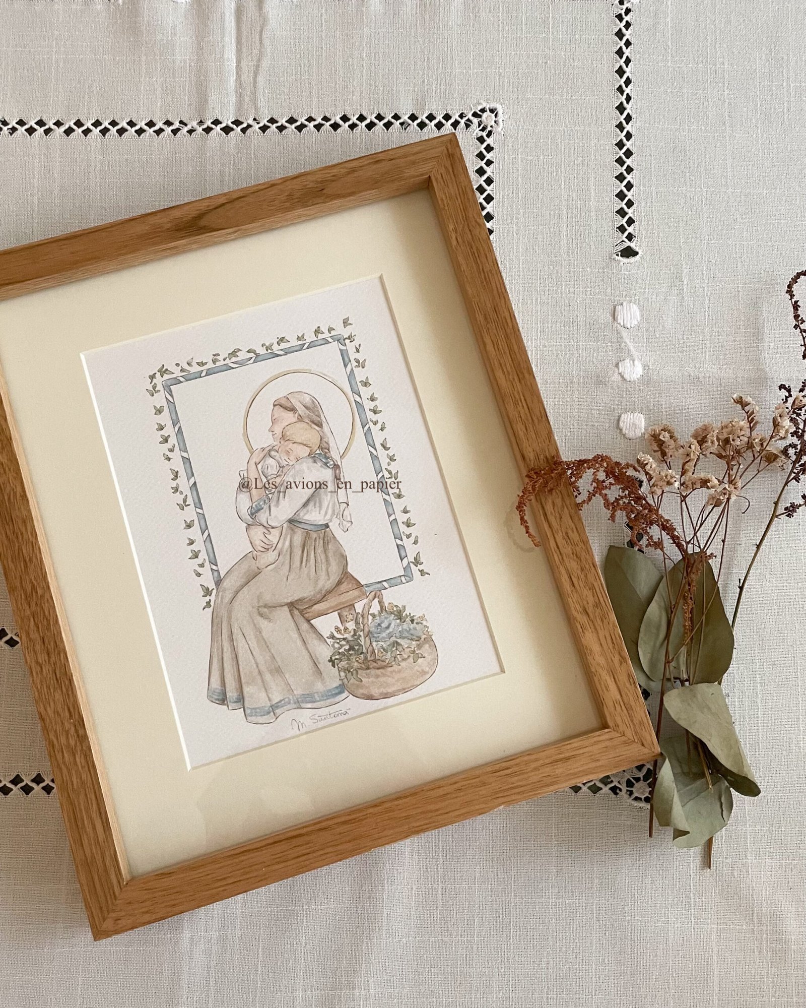 Cuadro Virgen con niño (azul) - Imagen 3