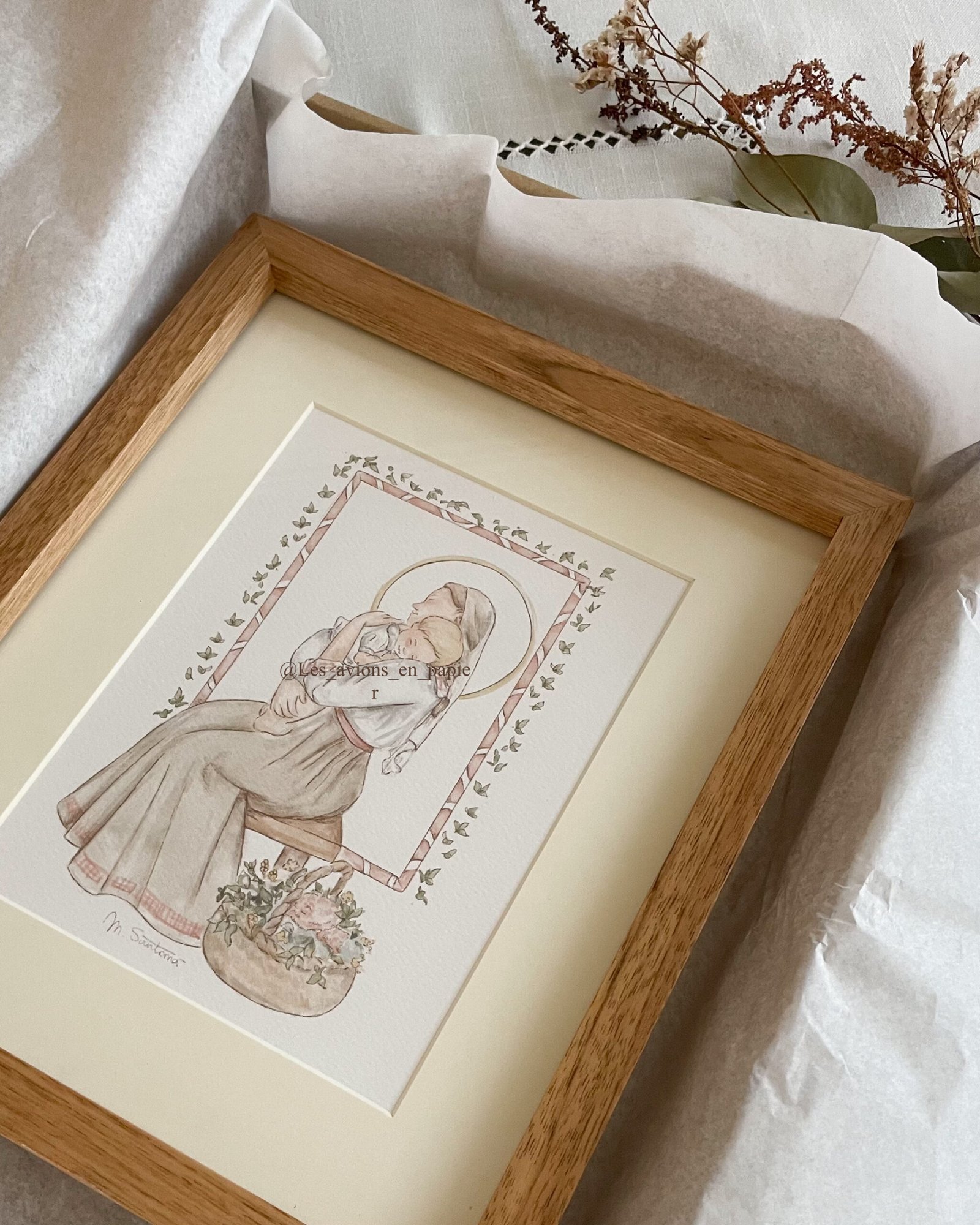 Cuadro Virgen con niño (rosa) - Imagen 2