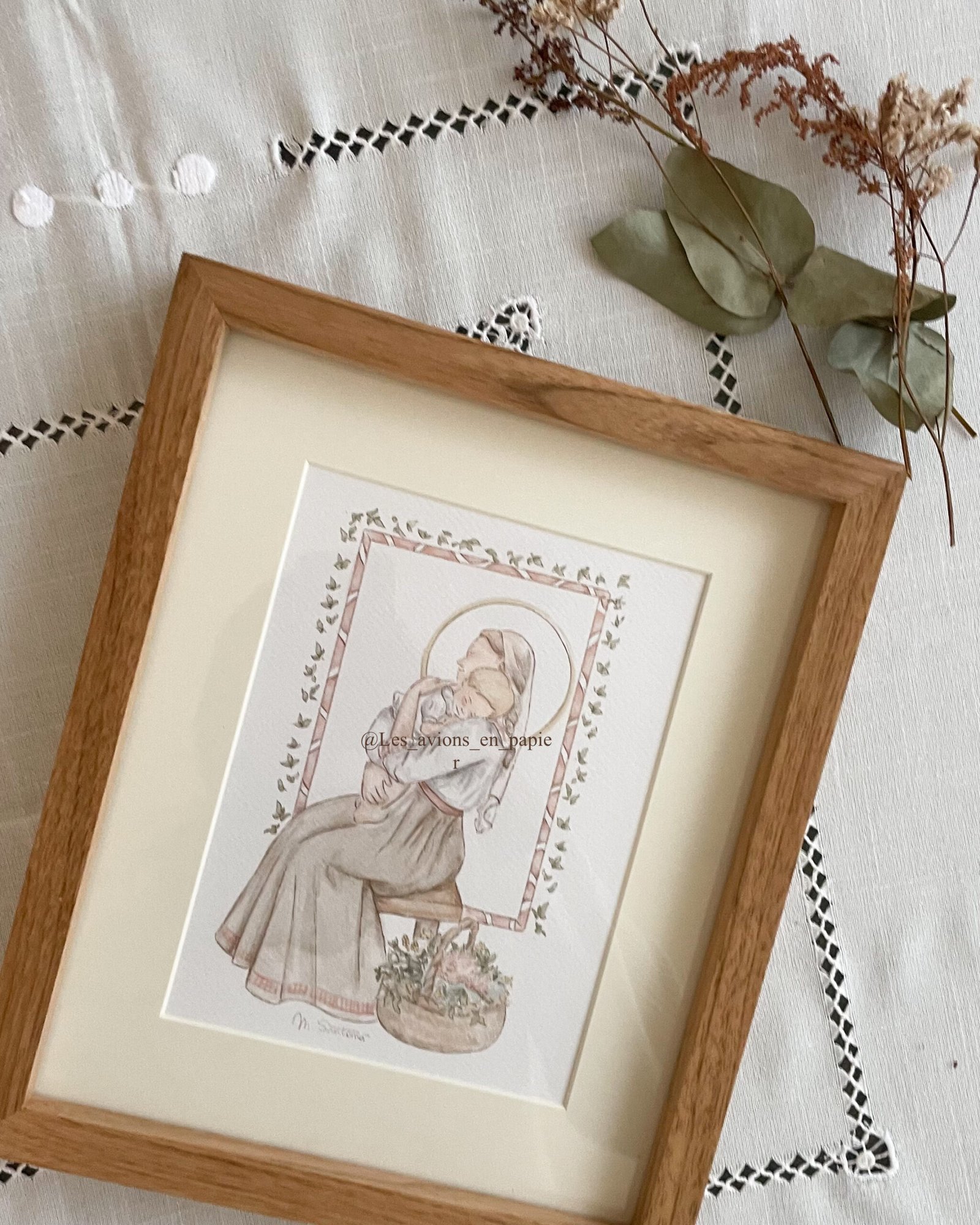 Cuadro Virgen con niño (rosa) - Imagen 3