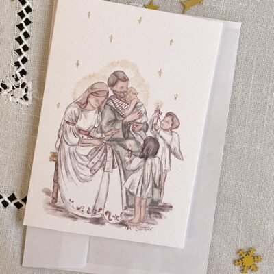 Pack de 8 Christmas- María bordando